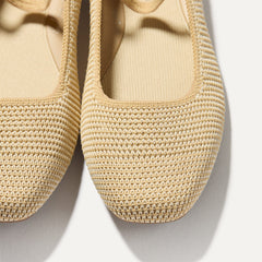 The Max Square Mary Jane - Cream Raffia-Knit
