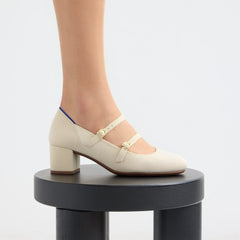 The Double Buckle Mary Jane Heel - Conch