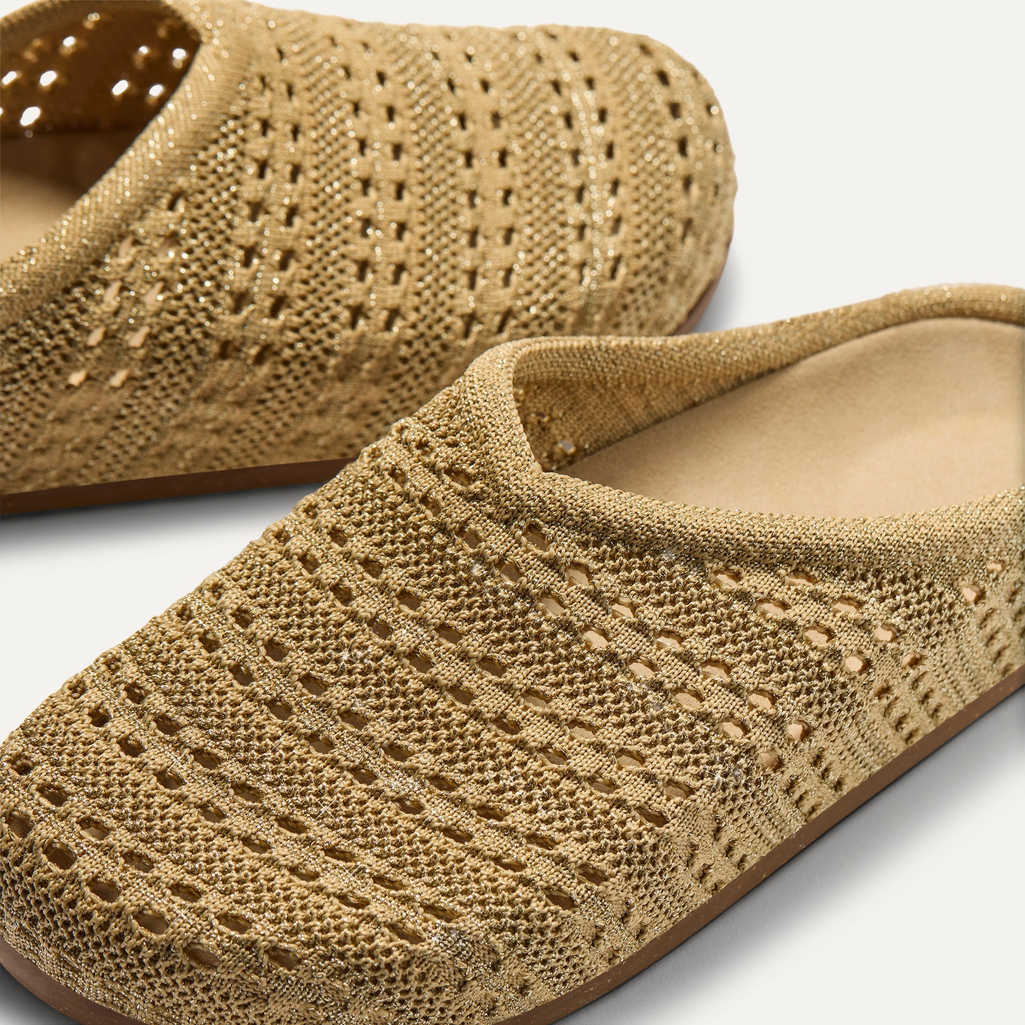 The Casual Clog - Metallic Golden Crochet
